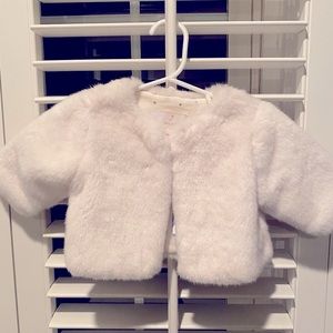 NWT Jacadi baby girl white plush coat (3mo)